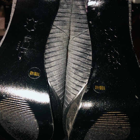 BCBG PARIS size 10 black classic open toe satin platform pump NIB - Picture 6 of 10